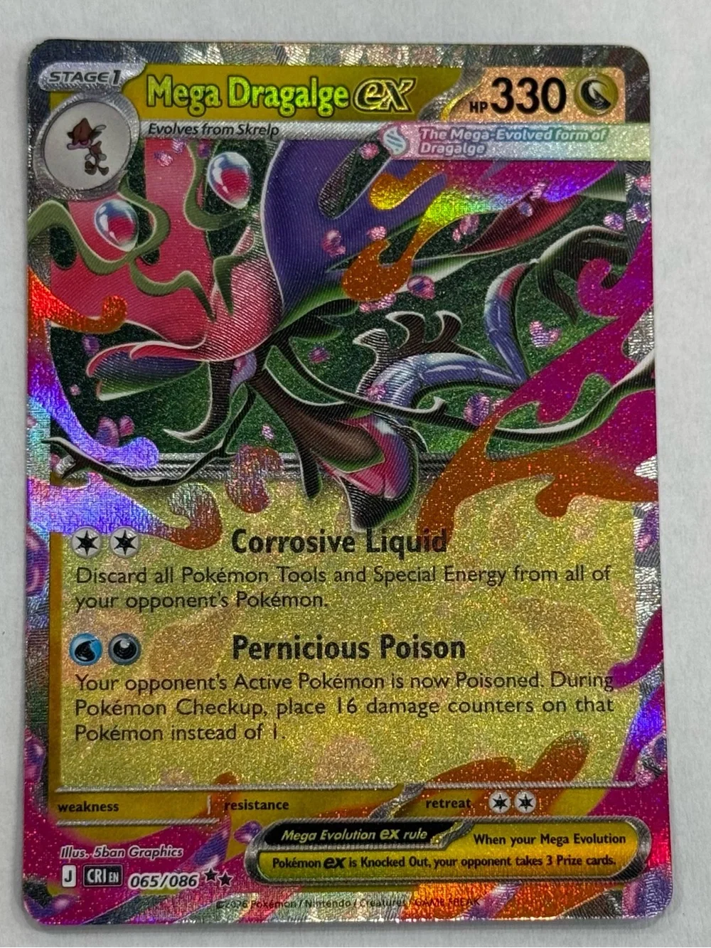 2026 Pokemon Mega Dragalge EX Holographic Card 065/086 Double Rare Chaos Rising